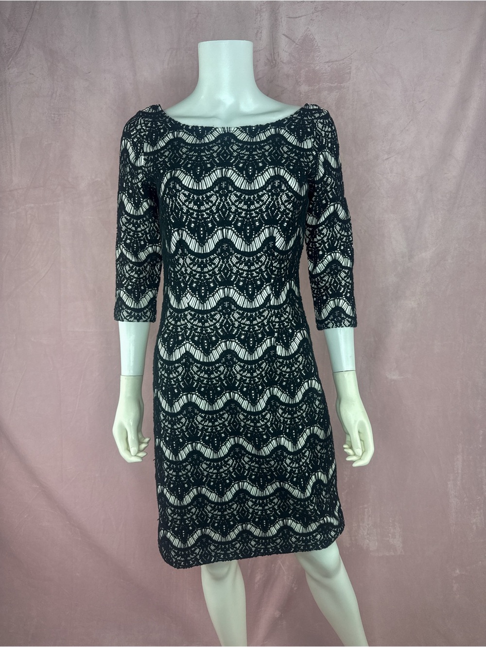 Lilly Pulitzer Womens Black Cotton Floral Lace Bodycon Sheath Dress Size Small